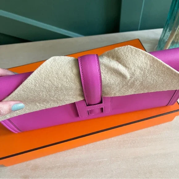 ❌SOLD❌Mint HERMES Jige cluth elan 29 swift magnolia C stamp - Picture 3 of 13